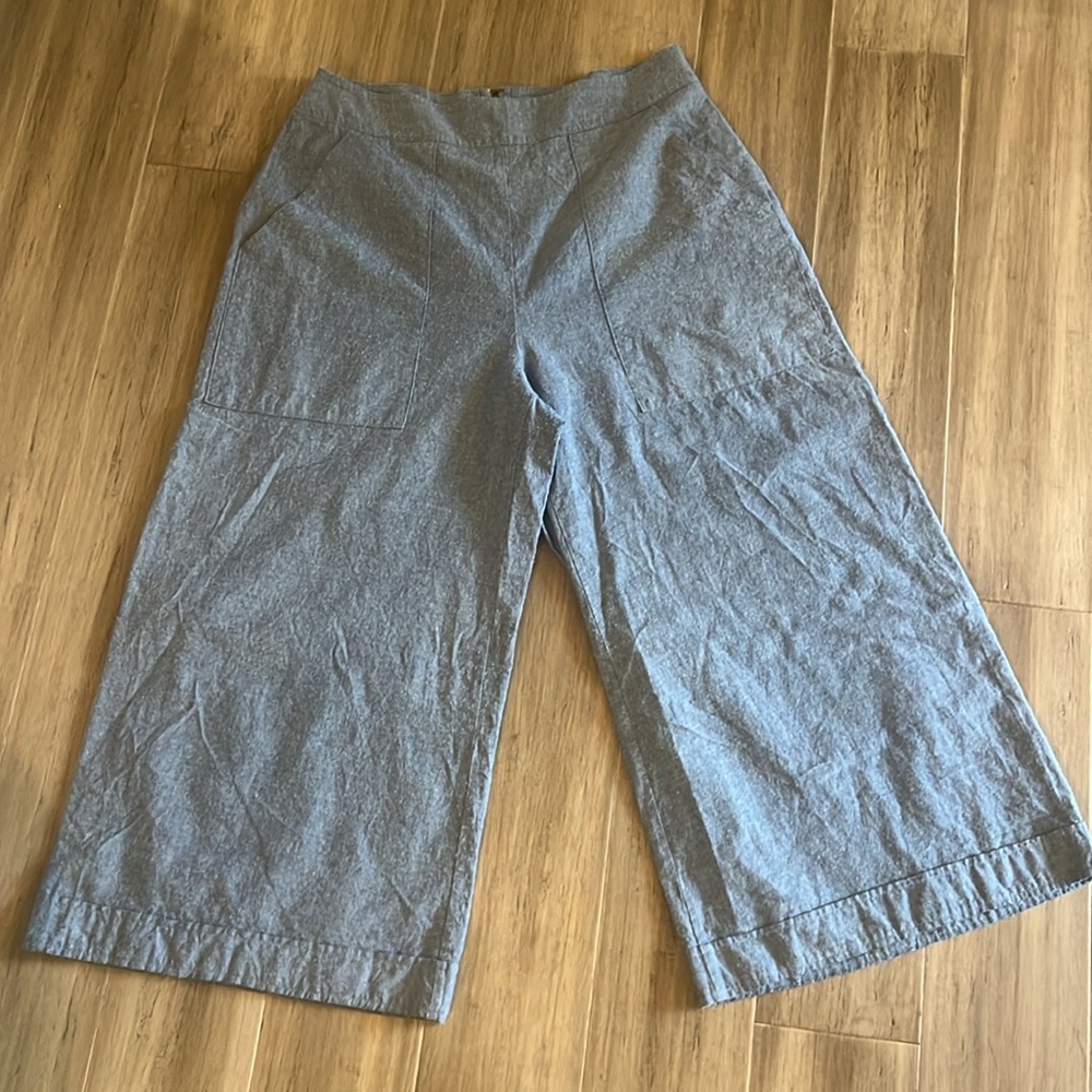 Carla Mink Made in Portland, Or Cotton Wide Leg Cropped Pants M